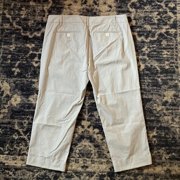 Gray Pinstriped Cropped Pants with Cuffs - Low waist - Brand is G1Boy - Large - Picture 9 of 10